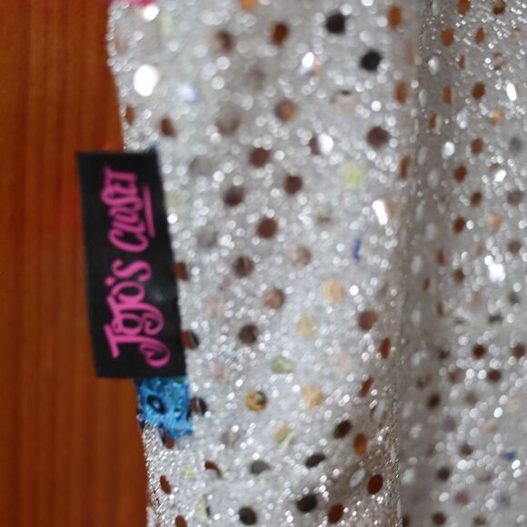 JoJo Siwa Silver Sequin Jumpsuit with Pink and Blue Accents - Picture 4 of 15